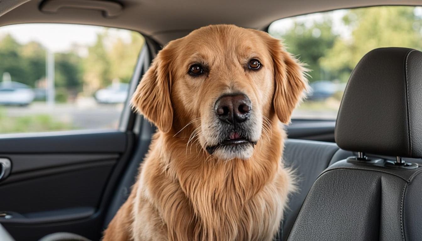 Golden Retriever safely transported during rescue operation